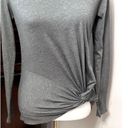 Fabletics  Womens Pullover Top Shirt Gray Heathered Long Sleeve Twisted Front XS Photo 2