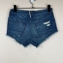 3x1  Women's Mid Rise Distressed Denim Shorts Raw Hem Blue Size 25 Photo 4