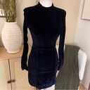 House Of CB  Escalia Blue Velvet Mini Dress Shoulder Pad Party Dress Size XS Photo 9