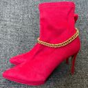 Jessica Simpson NEW  Valyn 4 Bootie Wicked Red Gold Chain Pointy Toe Women’s 9 Photo 10