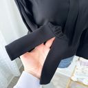 Alexis  Black Bow Tie Neck Long Sleeves Classy Pullover Blouse Women’s Size Large Photo 2