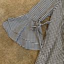 Style House  Black & White Gingham Off-the-Shoulder Bell Sleeve Dress Photo 1