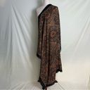 Edge Elaine Gold Large Square Boho Scarf Wrap Brown Black Floral Frayed  46x46 Photo 10