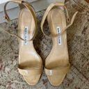 Manolo Blahnik Chaos Nude Patent Leather Heel Sandals— Size 8.5/38.5 Photo 1