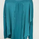 Free People Teal Leo Henley Long Sleeve Button Oversized Knit Top- Size Medium Photo 3