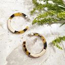 The Bar Gold Accent Tortoise Hoop Earrings Photo 3