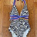 Trina Turk  zebra print vibrant one piece swimsuit size small Photo 2