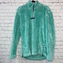 Lauren James 🎓  Turquoise Quarter Zip Fuzzy along Sleeve Pullover Photo 0