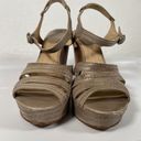 Frye Women's  Corrina stitch Taupe Leather Sling Back Wedge Sandals Sz 8.5M Photo 1