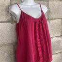 Billabong  Shirt Women Medium Cotton Pink Spaghetti Sleeve Embroidered Cami Tunic Photo 0