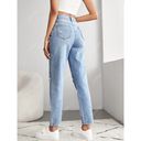 SheIn  Light Wash High Rise Straight Leg Mom Jeans Ripped Knee Large 30" Photo 3