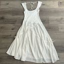 Free People  Traveler Midi Dress Ivory White Size Small Tiered Smocked Tie Back Photo 3