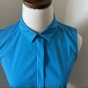 Akris EUC  Sleeveless Collared Cotton Blouse‎ Women S Concealed front Blue Photo 6