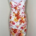 Great Jones Floral Midi Dress 10 White Faux Wrap Tie Waist Tulip Hem Smocked Multiple Photo 3