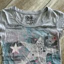 belle du jour Sz S Adorable Tee T-Shirt Top Gray W Sparkles & Stars Photo 1