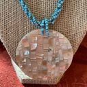 Twisted NWOT Beautiful blue beads  shell pendant Photo 0