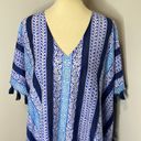 Roller Rabbit NWT  Blue Striped and Patterned Tassel Caftan, Size M/L Photo 4