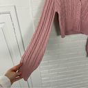 Uk2la  Pink Cable Knit Cropped Cardigan Sweater Size XS Photo 4