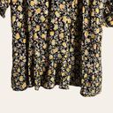 The Loft  Black Floral Print Long Sleeve Mini Dress Size Large Photo 5