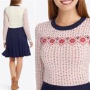 Draper James  Fair Isle Wool Blend Sweater Dress in White/Red/Navy Fit & Flare, L Photo 1