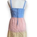 Cynthia Rowley  Dress Womens Size S Linen Blue Pink Yellow Colorblock Fit Flare Photo 2