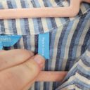 Draper James  Linen Blend Striped Roll Sleeve Women Large Button Front Top Photo 3