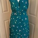 The Row  A teal floral double breasted gold button lined rayon midi dress size M. Photo 0