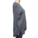 DKNY Womens Sweater Pullover Long Sleeves Tunic Contrast Trim Gray Pink Small Photo 2