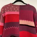 J.Jill  Wool Cardigan Sweater Colorblock Red Purple Embroidered Womens Size Small Photo 3