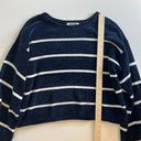 Double Zero  Navy and White Striped Chenille Sweater Size‎ Large Photo 10