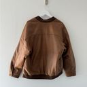 Free People  Wild Rose Vegan Suede Brown Bomber Jacket M Photo 4