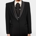 ZARA  DINNER TOXEDO Blazer Jacket w/ Satin Lapel Collar Long Sleeves Black S NEW Photo 7