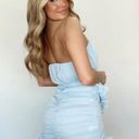 idem Ditto  Baby Blue Ruched Frilled Hem Strapless Mini Dress Sz S NEW Photo 1