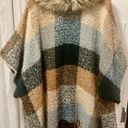 Boston Proper Plaid Faux Fur Fringe Poncho Photo 4