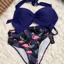 Tempt Me Women Vintage-like Swimsuit Two Piece Retro Halter Ruched High Waist Bikini NWT Photo 1