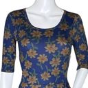 LuLaRoe  Dress Women XS Blue Yellow Floral Print Flowers Daisies A-Line Nicole Photo 4