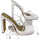 EGO NWOT ~  Gemini Strappy White Square Toe Lace Up Platform Heels ~ Women's 7 Photo 8