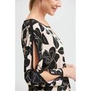 Joseph Ribkoff  Floral Self Tie Long Sleeve Blouse Top in Black & Beige Photo 6