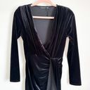 Boohoo  Black Velvet Long Sleeve Faux Wrap Sash Mini Dress sz 2 Photo 3