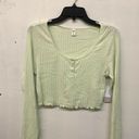 BP  Womens Green Scoop Neck Long Sleeve Crop Henley Top Photo 1