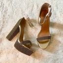 Bamboo Gold metallic glittery felt platform pump high heels with clear buckle straps Photo 0