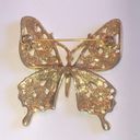 Vintage Gold Tone Red Green & Blue Enamel Butterfly Brooch Shoulder Pin Photo 3