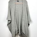 American Eagle  Grey Knit Sleeved Poncho size One Size with Fringe Photo 0