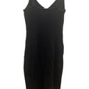 ee:some  Sleeveless Button Front Ribbed Knit Midi Tank Bodycon Dress Black Sz M Photo 1