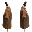 Moda  International VS Suede Leather Shirt Brown Small Snap Button Vintage Y2K Photo 2