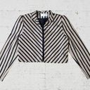 Vintage Raul Blanco 80s Gold Black Striped Crop Open Front Womens Blazer Size 12 Photo 0