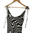 ZARA  Slip Dress Womens L Safia Zebra Print Drape Neck Tie Shoulder Slinky Black Photo 6