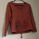 Life is Good  Womens Sz S Heathered Orange LS Pullover Sweatshirt Kangaroo Pocket Photo 0