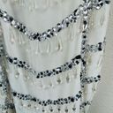 ASOS  Embellished Fringe Draped Shoulder White Cocktail Mini Dress Size 12 NWT Photo 4