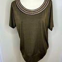 AB Studio Dressy Top | Embellished Neckline | Size Large | Short Sleeves Photo 0